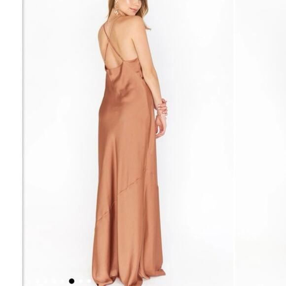 Show Me Your Mumu Tuscany Maxi Slip Dress  in Copper Luxe Satin, size S - Picture 10 of 12